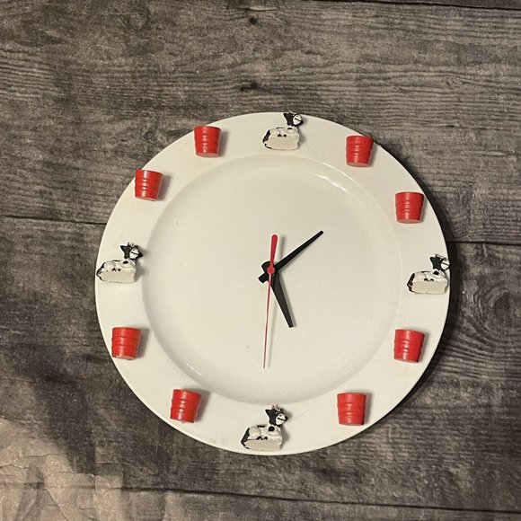 Vintage Cow Wall Clock Ceramic Plate - Picture 1 of 3